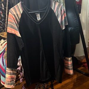Black and Multicolor Long Sleeve Top